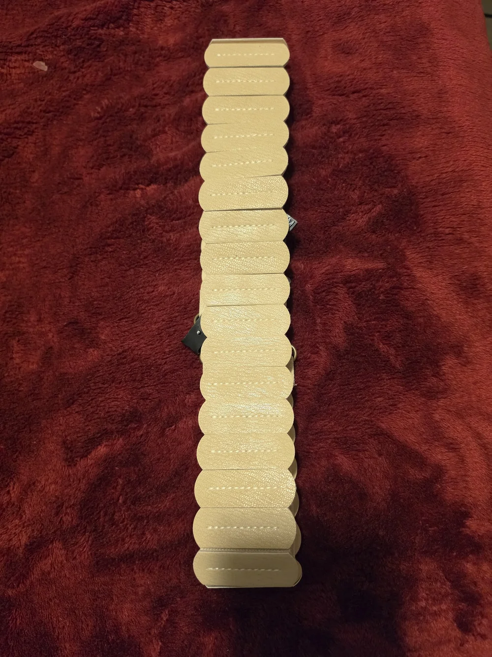 Beige Scalloped Twig & Arrow Elastic Stretch Belt